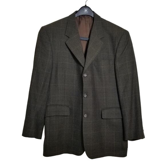 Jos A Bank Windowpane Check Blazer Wool Alpaca Sports Coat Size 40S Short Brown - Picture 1 of 8